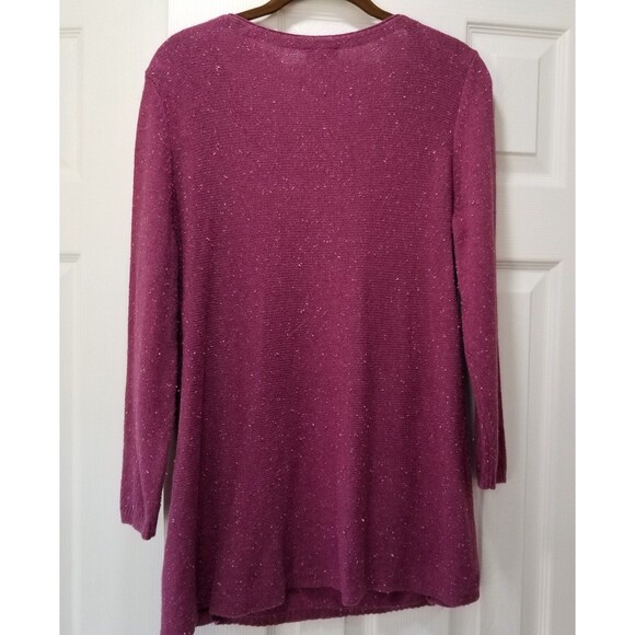 Talbots pullover cotton blend sweater sparkly size m vintage raspberry - Picture 2 of 12
